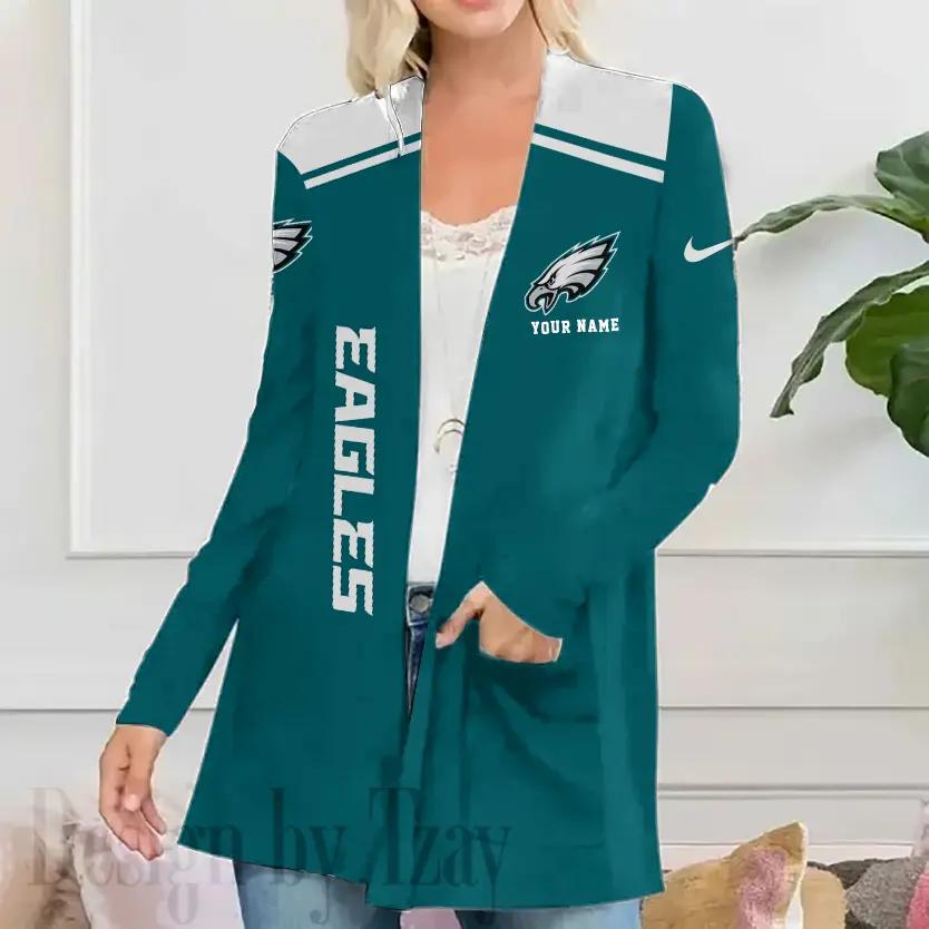 Philadelphia Eagles Women Patch Pocket Cardigan BT154