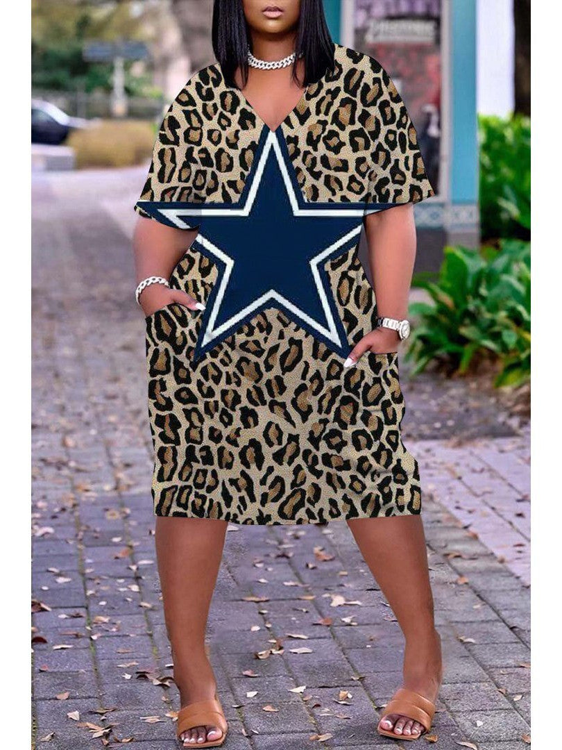 Dallas Cowboys V-neck Casual Pocket Dress Limited Edition AZBTVCPD000423