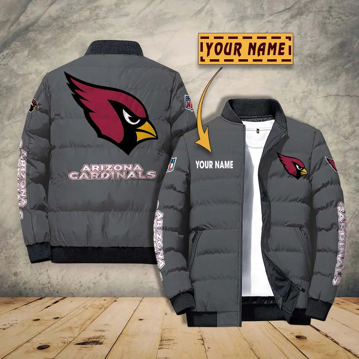 Arizona Cardinals New Personalized Winter Puffer Jacket AZBTPFKJ000001