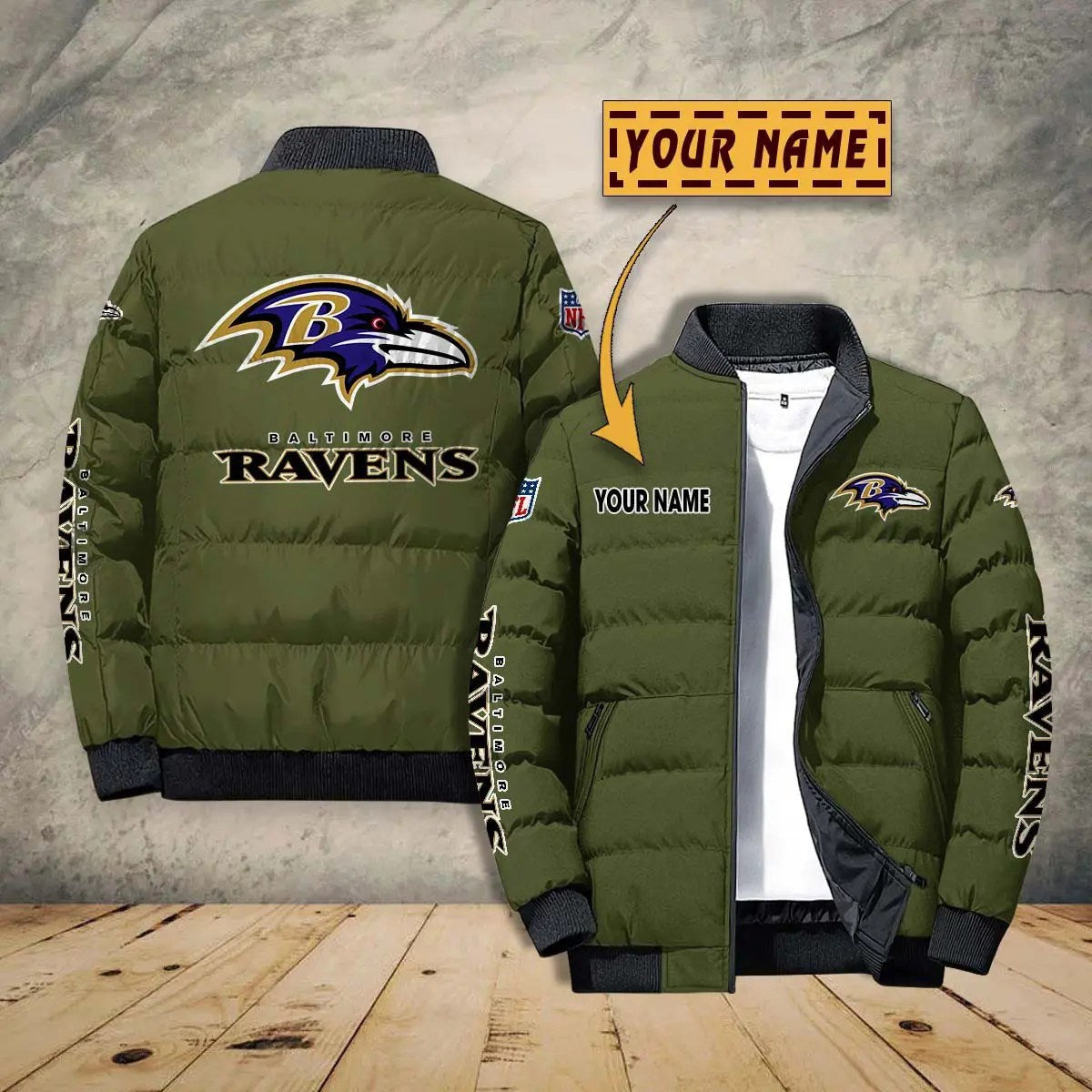 Baltimore Ravens New Personalized Winter Puffer Jacket AZBTPFKJ000006
