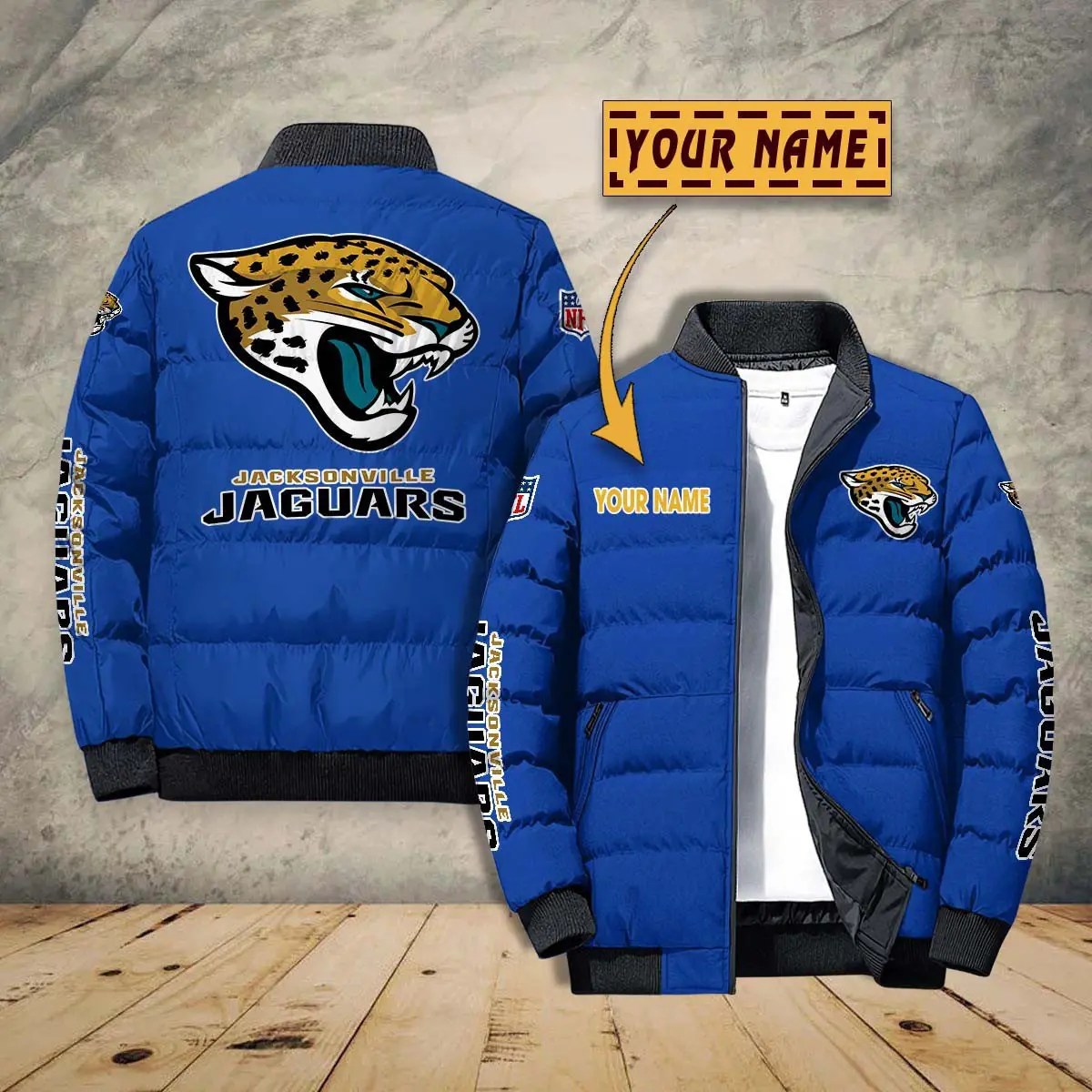 Jacksonville Jaguars New Personalized Winter Puffer Jacket AZBTPFKJ000007