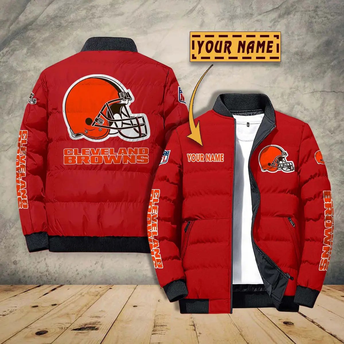 Cleveland Browns New Personalized Winter Puffer Jacket AZBTPFKJ000008