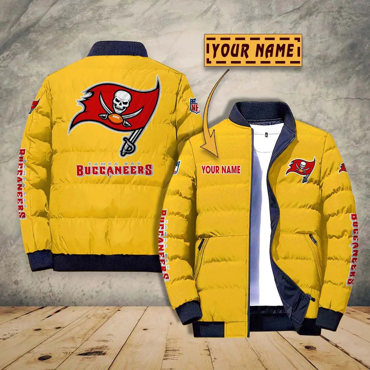 Tampa Bay Buccaneers New Personalized Winter Puffer Jacket AZBTPFKJ000019