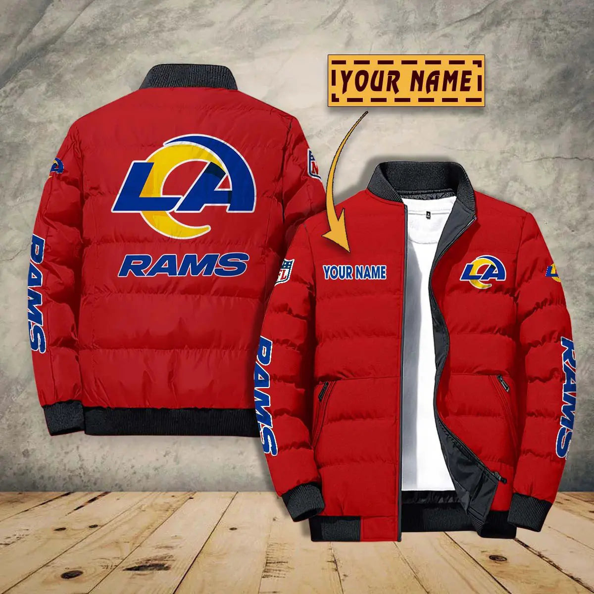Los Angeles Rams New Personalized Winter Puffer Jacket AZBTPFKJ000027