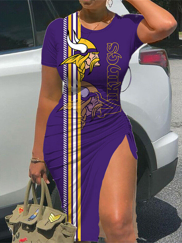 Minnesota Vikings Slit Bodycon Dress AZBTSBD000007