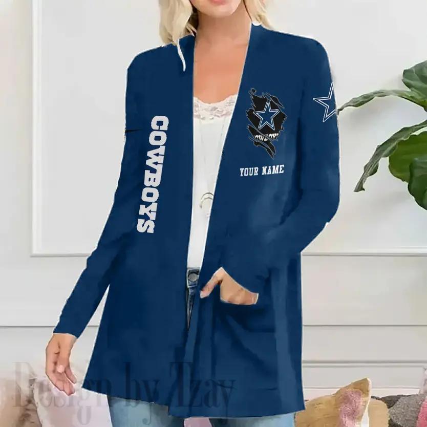Dallas Cowboys Women Patch Pocket Cardigan BT050
