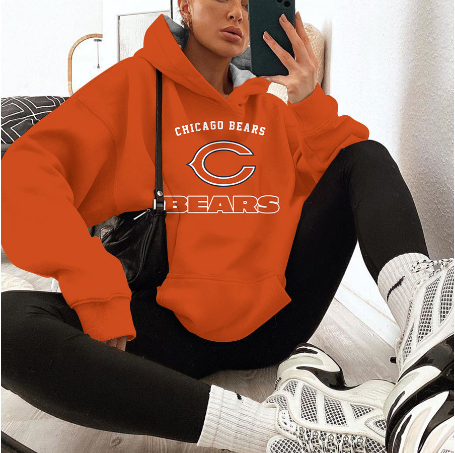 Chicago Bears Printed Hooded Pocket Pullover Hoodie AZBTPH000090
