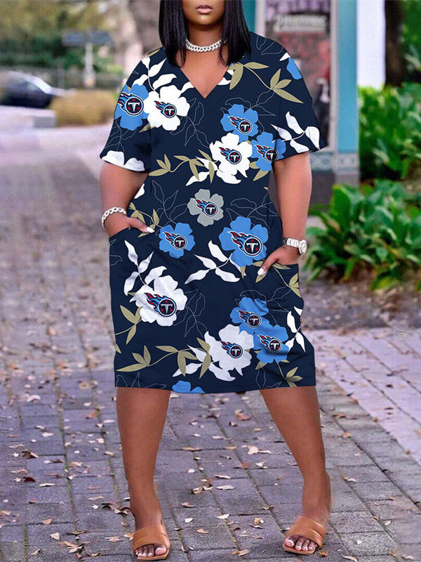 Tennessee Titans V-neck Casual Pocket Dress Limited Edition AZBTVCPD000188