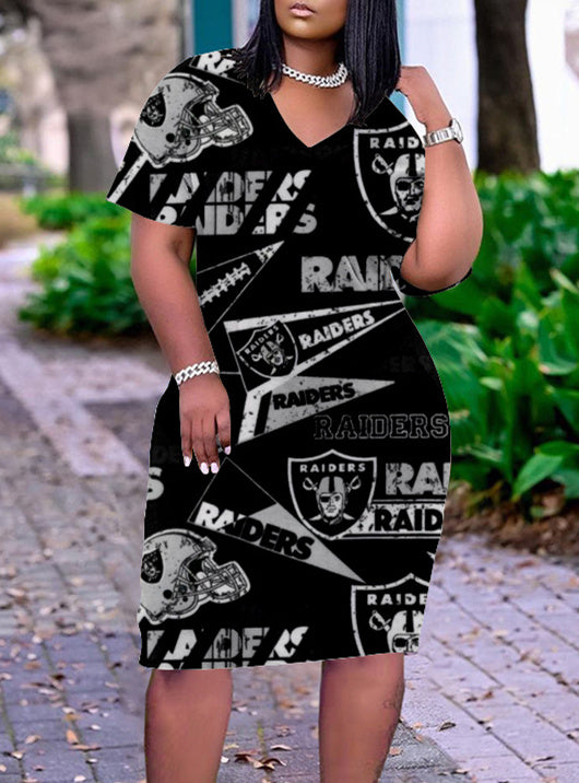 Las Vegas Raiders V-neck Casual Pocket Dress Limited Edition AZBTVCPD000312
