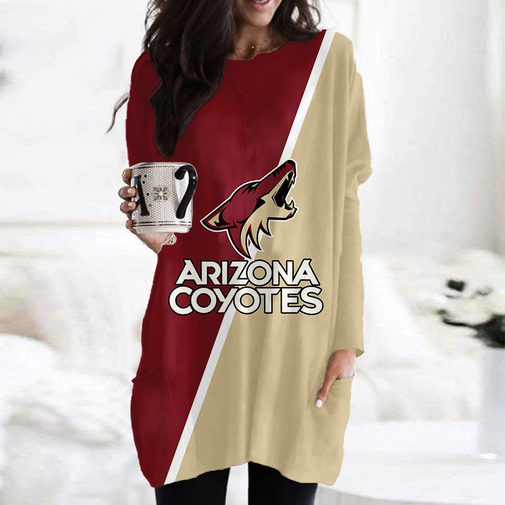 Arizona Coyotes Casual Long Sleeve Pocket Dress AZBTLSPD000072