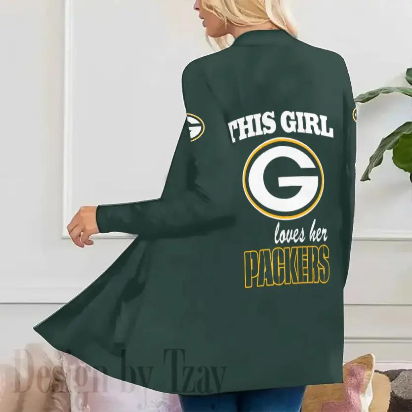 Green Bay Packers Women Patch Pocket Cardigan BT074
