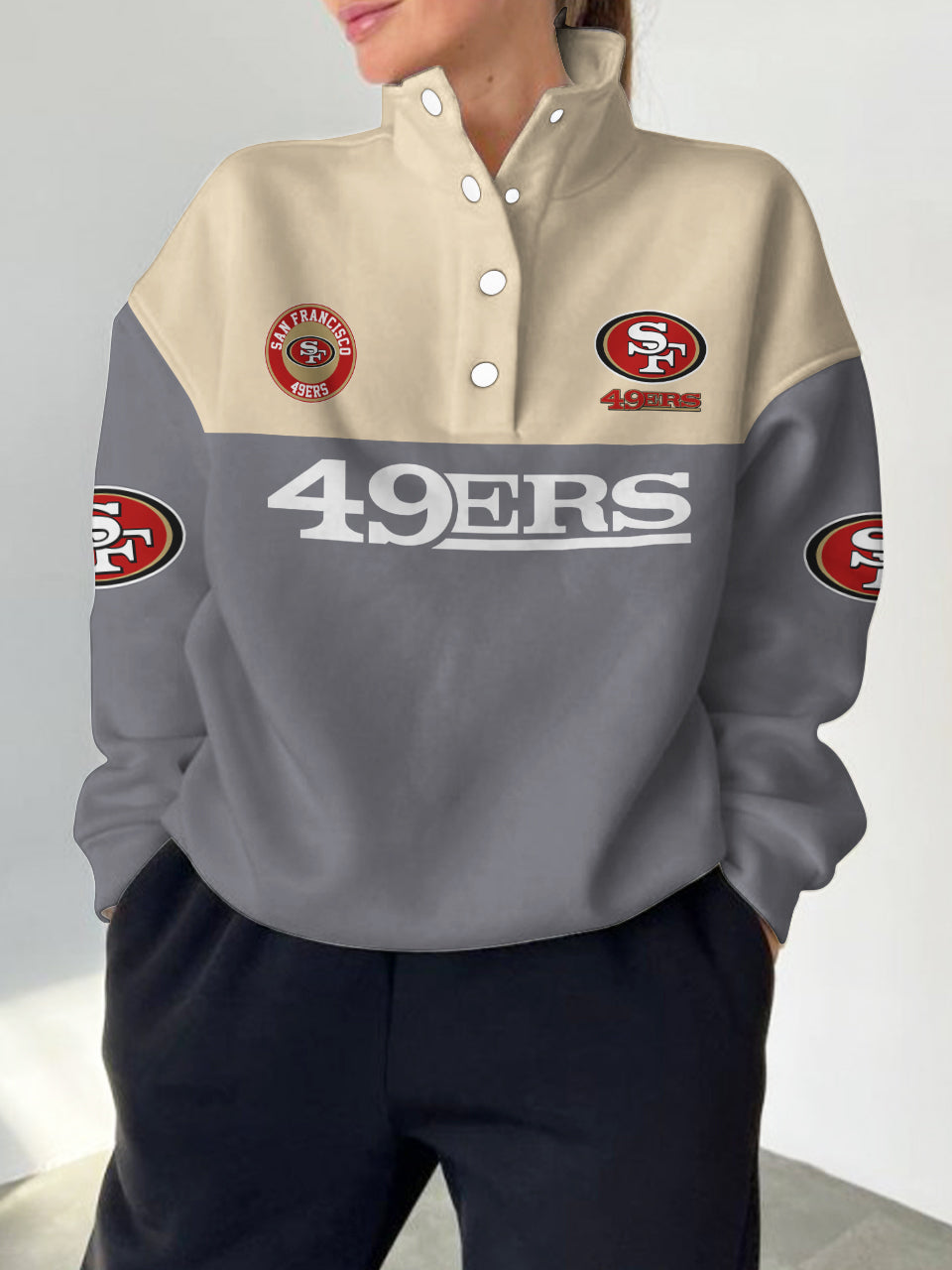 San Francisco 49ers Casual Colorful Stand Collar Sweatshirt AZBTSCSW000459