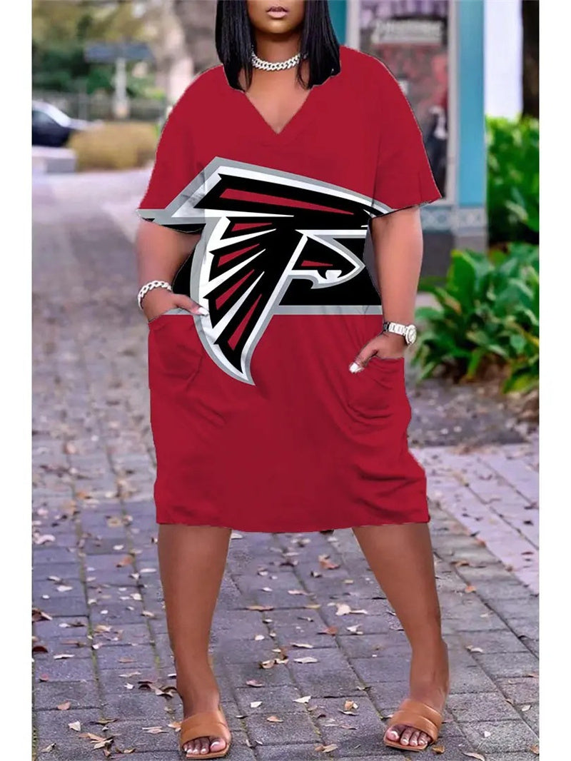 Atlanta Falcons V-neck Casual Pocket Dress Limited Edition AZBTVCPD000413