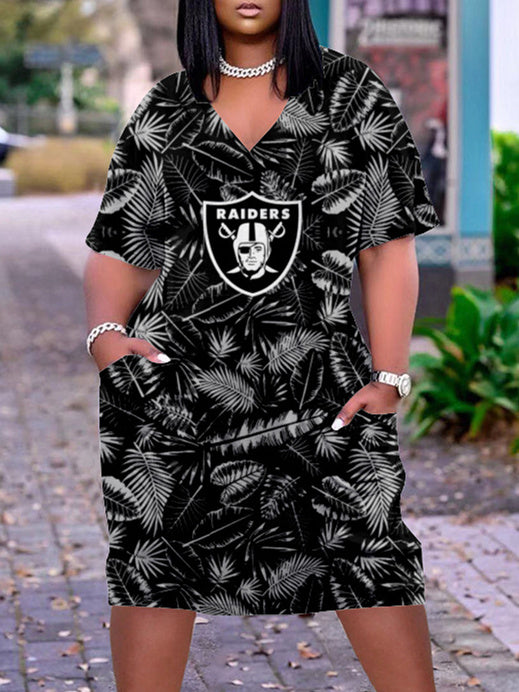 Las Vegas Raiders V-neck Casual Pocket Dress Limited Edition AZBTVCPD000311