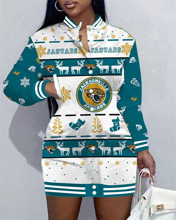 Jacksonville Jaguars Women Button Down Jacket Dress AZBTBDJD000073