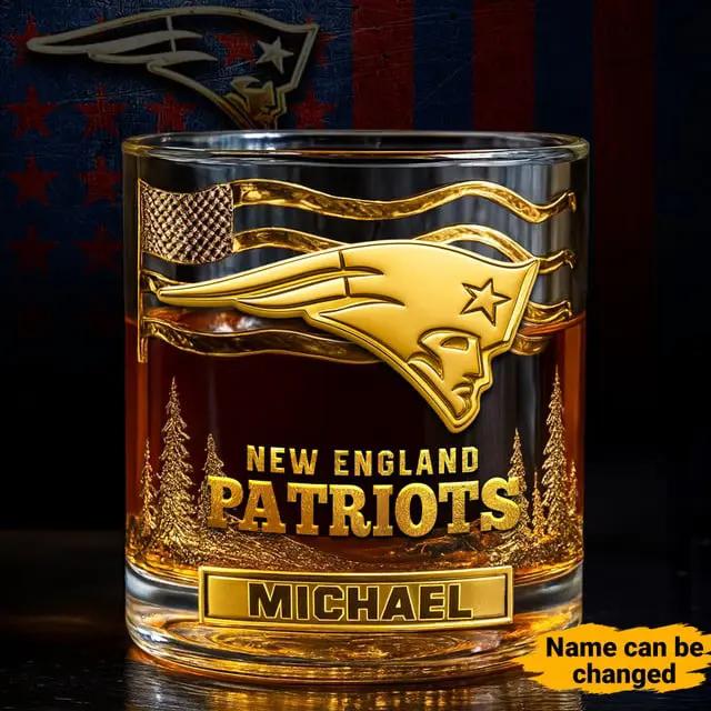 New England Patriots Golden Logo Whiskey Glass SP30