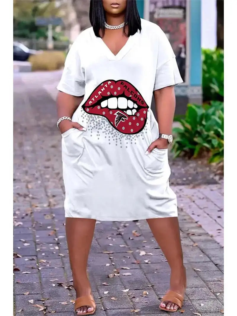 Atlanta Falcons V-neck Casual Pocket Dress Limited Edition AZBTVCPD000204