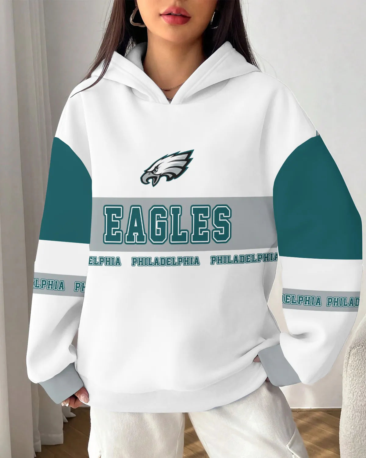 Philadelphia Eagles Printed Hooded Pocket Pullover Hoodie AZBTPH000103