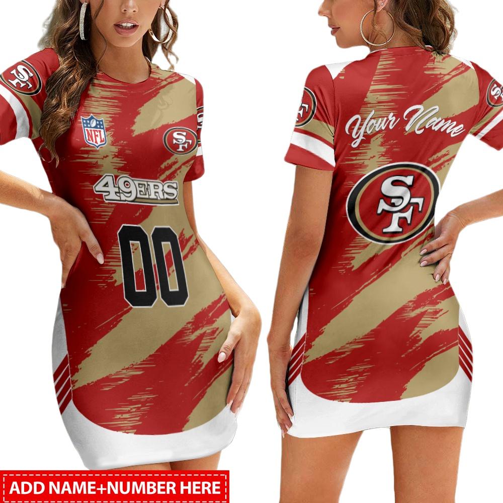 San Francisco 49ers Personalized Short Sleeve Bodycon Mini Dress BGCSD467