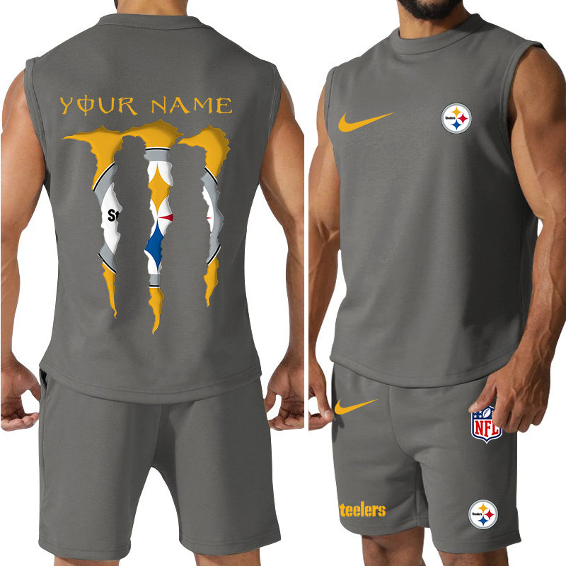 Pittsburgh Steelers Colorful Combo Men Jersey Tank Top and Shorts AZBTCMJTTS000030
