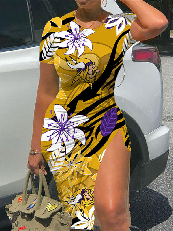 Minnesota Vikings Slit Bodycon Dress AZBTSBD000009