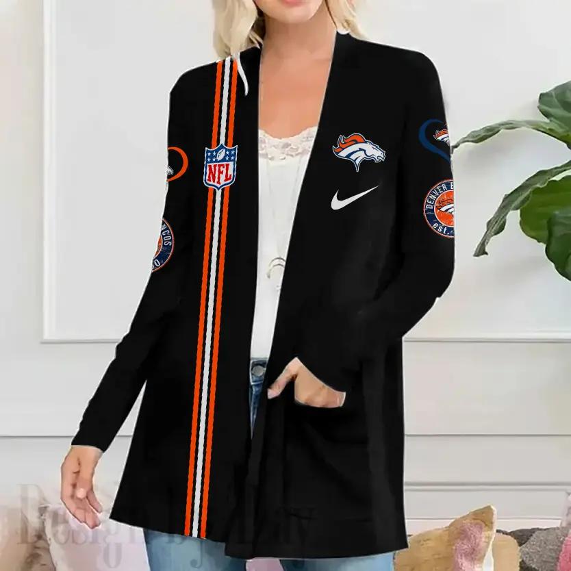 Denver Broncos Women Patch Pocket Cardigan BT063