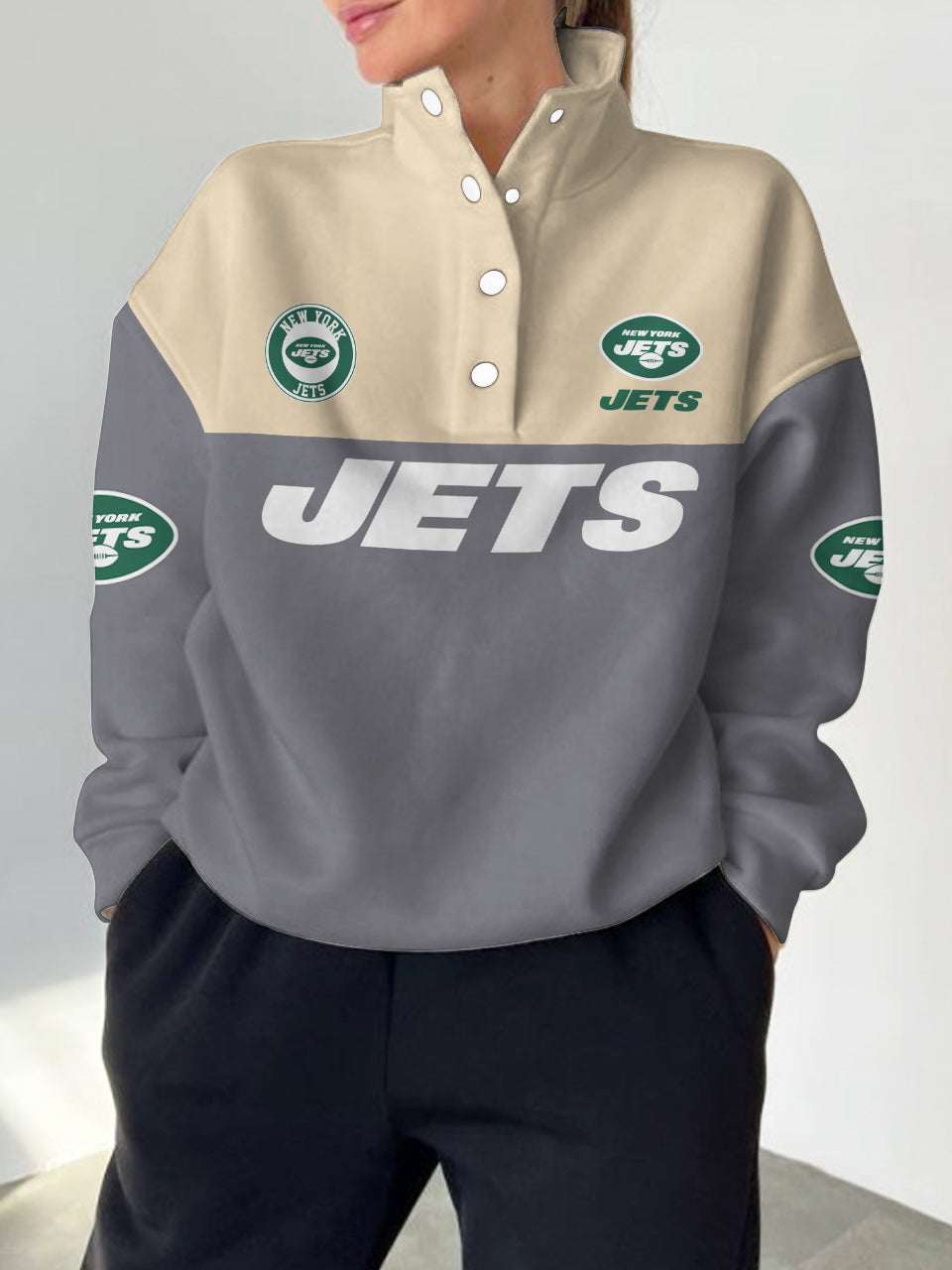 New York Jets Casual Colorful Stand Collar Sweatshirt AZBTSCSW000437