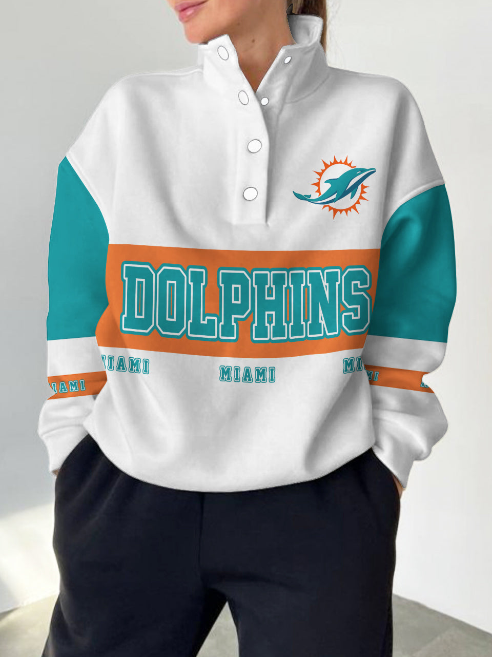 Miami Dolphins Casual Colorful Stand Collar Sweatshirt AZBTSCSW000234