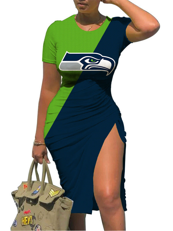 Seattle Seahawks Slit Bodycon Dress AZBTSBD000056