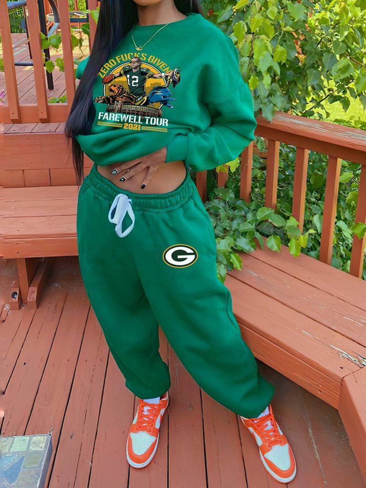 Green Bay Packers Drop Shoulder Sweatshirt and Sweatpants AZBTDSS000004
