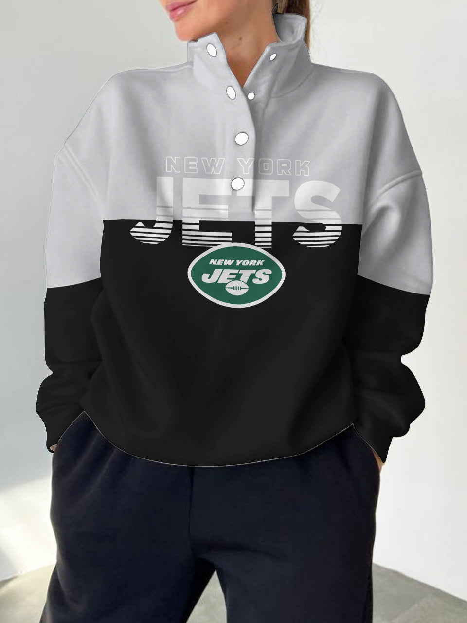 New York Jets Casual Colorful Stand Collar Sweatshirt AZBTSCSW000430