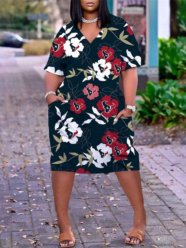 Houston Texans V-neck Casual Pocket Dress Limited Edition AZBTVCPD000237