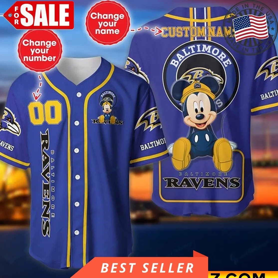 Baltimore Ravens Personalized Baseball Jersey BG802