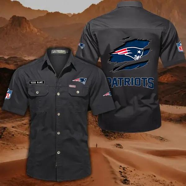 New England Patriots Men’s Short Sleeve Cargo Shirts New 2025 AZBT2DCGS000022