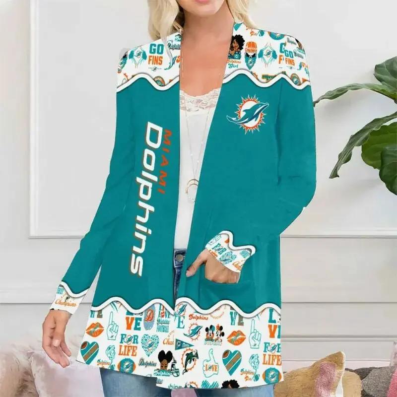 Miami Dolphins Women Patch Pocket Cardigan BT116