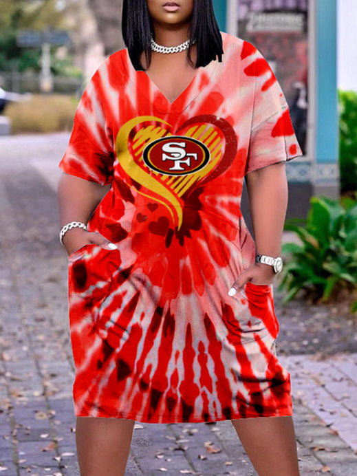 San Francisco 49ers V-neck Casual Pocket Dress Limited Edition AZBTVCPD000295