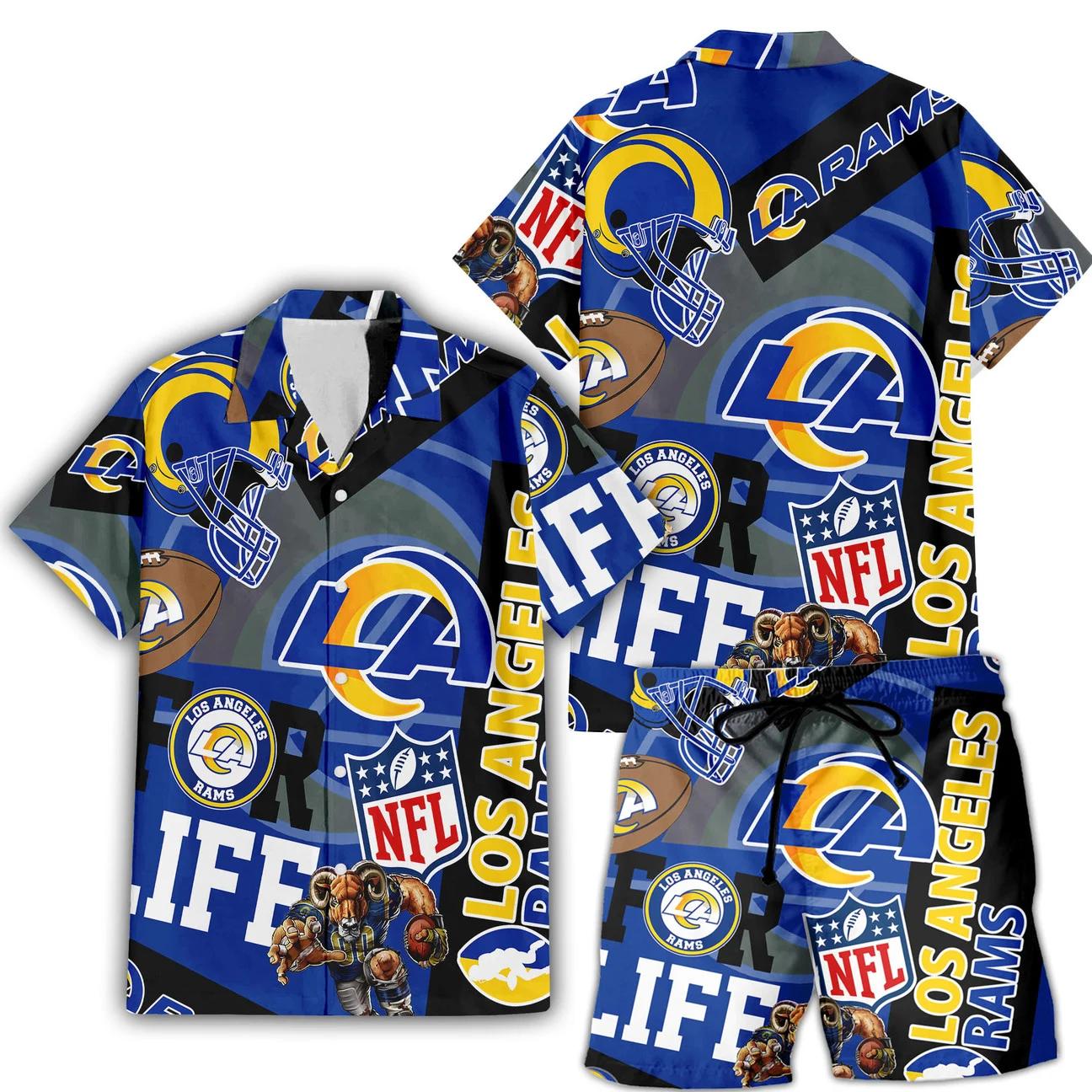 Los Angeles Rams Custom Limited Edition For Life Hawaiian Shirt and Shorts AZHAHWSS000270