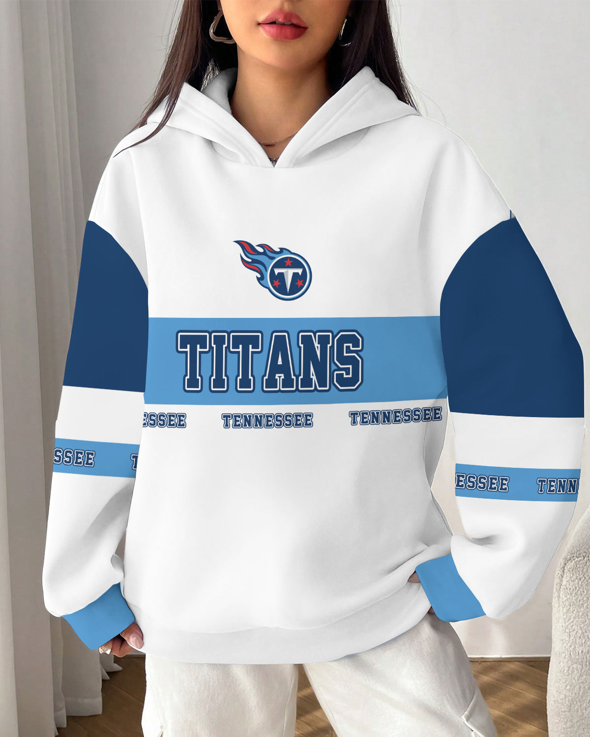 Tennessee Titans Printed Hooded Pocket Pullover Hoodie AZBTPH000097