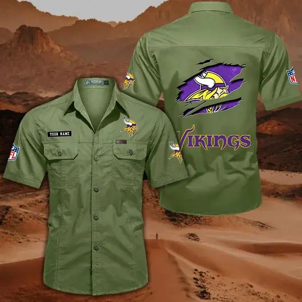 Minnesota Vikings Men’s Short Sleeve Cargo Shirts New 2025 AZBT2DCGS000021