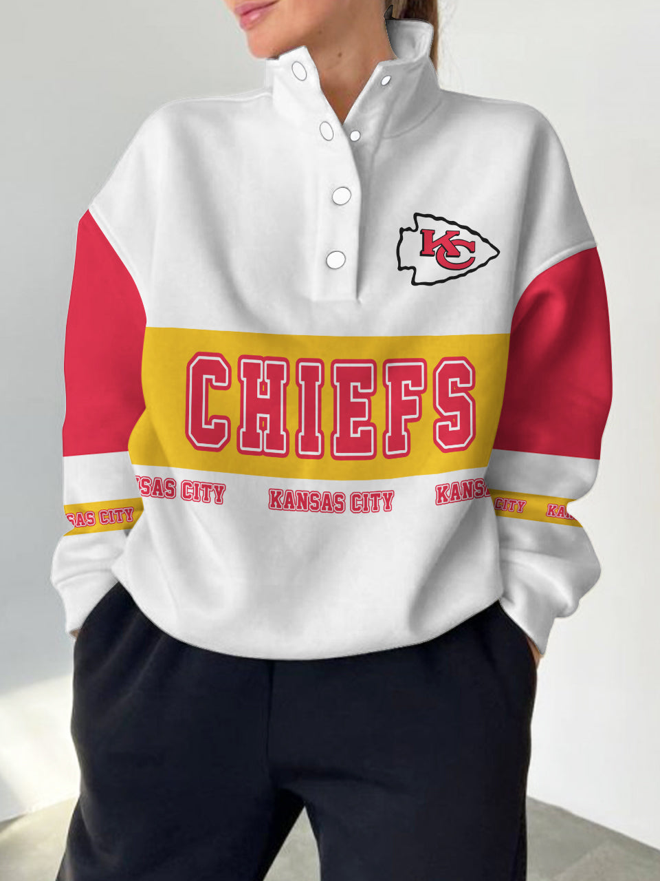 Kansas City Chiefs Casual Colorful Stand Collar Sweatshirt AZBTSCSW000462
