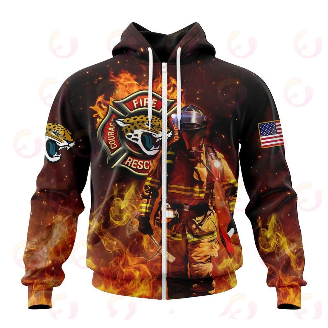 Jacksonville Jaguars Honor Firefighters – First Responders All Over Printed T-shirt Sweatshirt Hoodie AZCHD838
