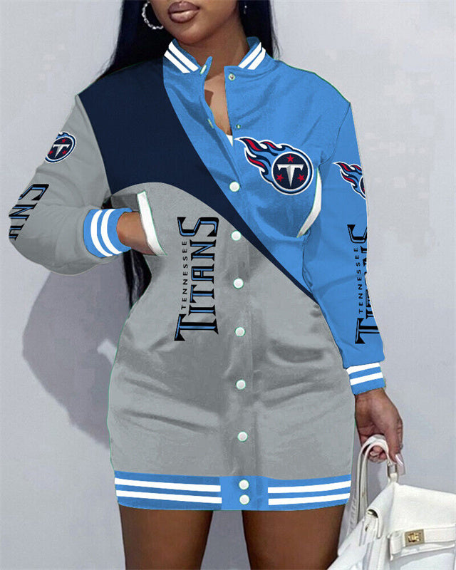Tennessee Titans Women Button Down Jacket Dress AZBTBDJD000358