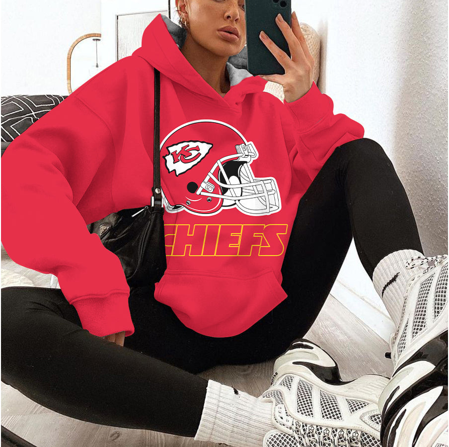 Kansas City Chiefs Printed Hooded Pocket Pullover Hoodie AZBTPH000062