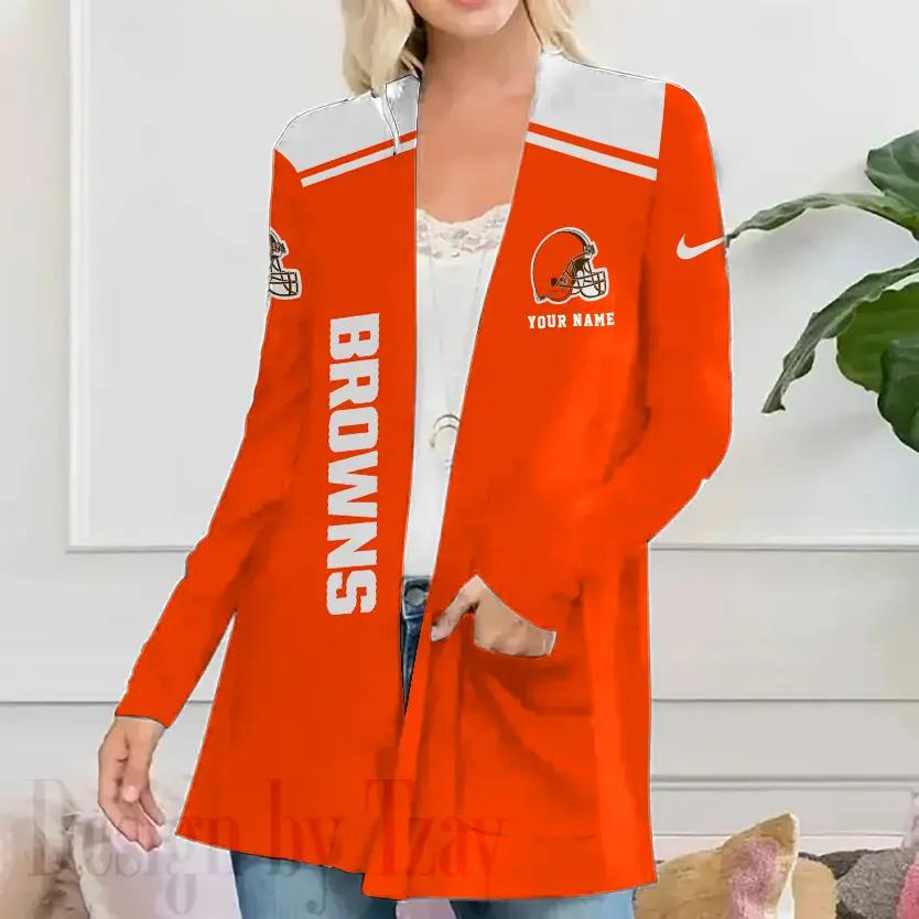 Cleveland Browns Women Patch Pocket Cardigan BT047