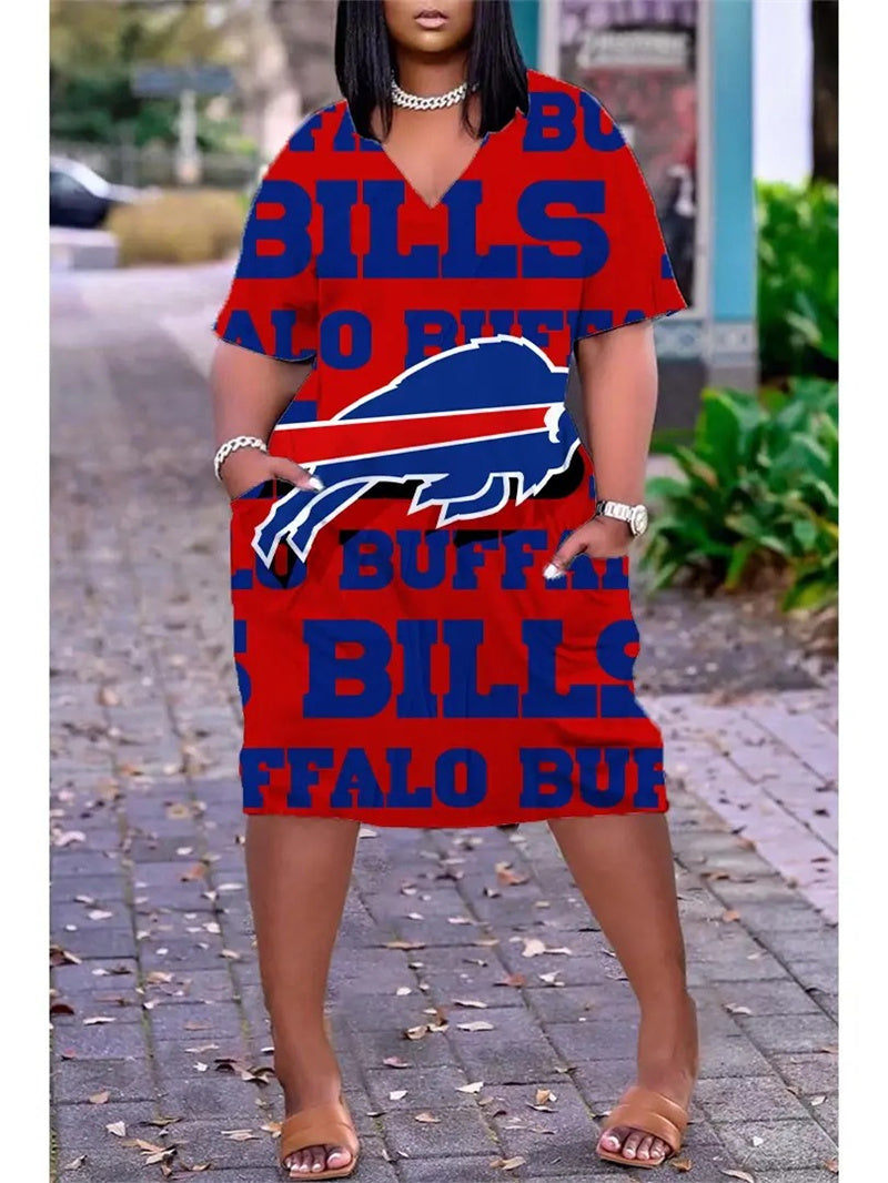 Buffalo Bills V-neck Casual Pocket Dress Limited Edition AZBTVCPD000257