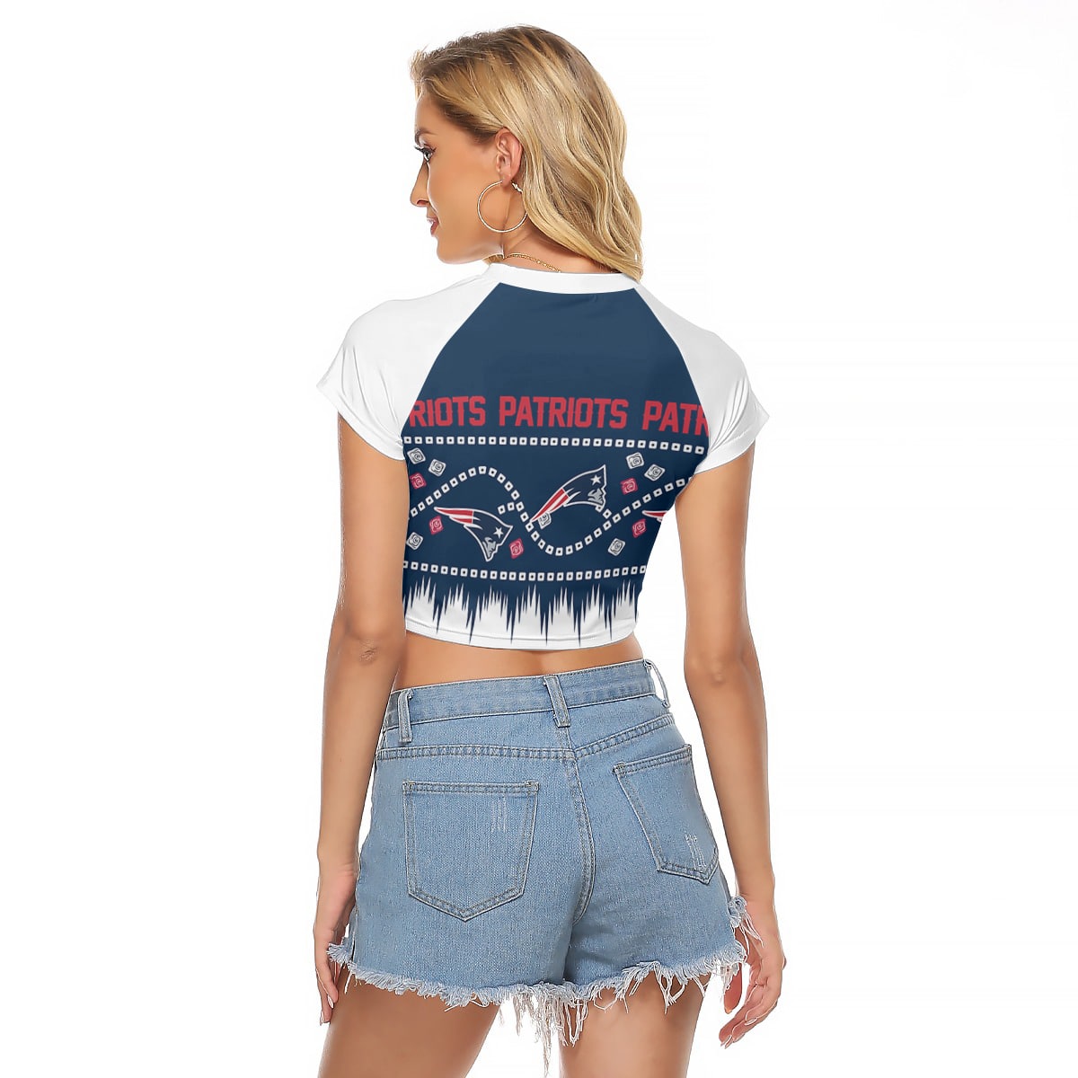 New England Patriots Women Raglan Cropped T-shirt 078
