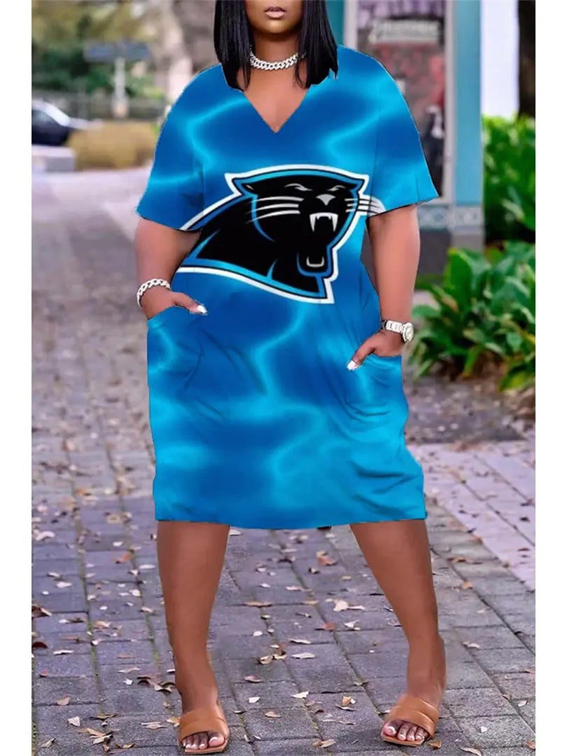 Carolina Panthers V-neck Casual Pocket Dress Limited Edition AZBTVCPD000151