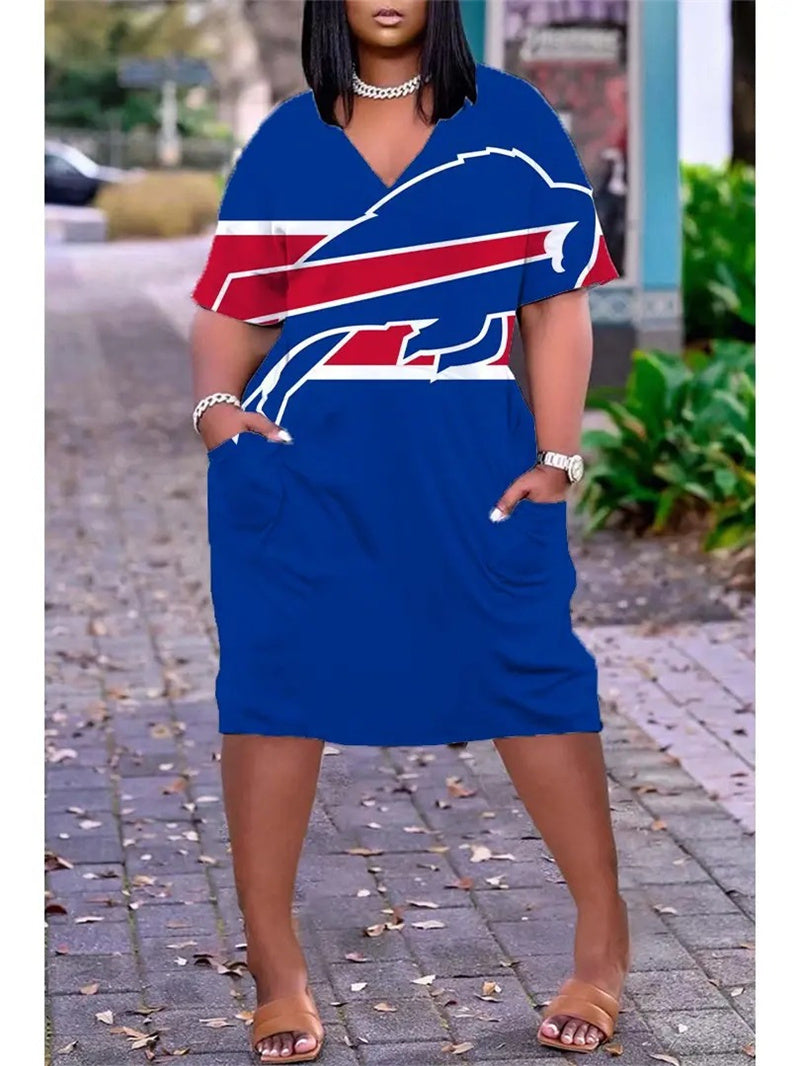Buffalo Bills V-neck Casual Pocket Dress Limited Edition AZBTVCPD000254