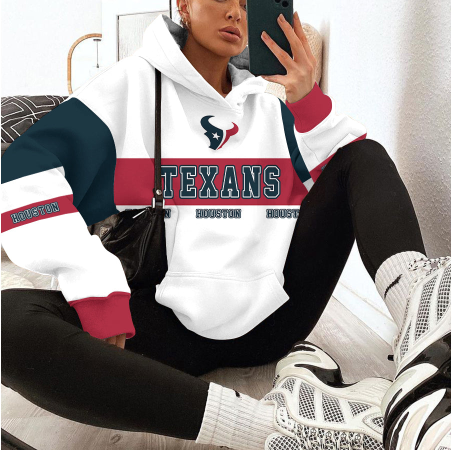 Houston Texans Printed Hooded Pocket Pullover Hoodie AZBTPH000114