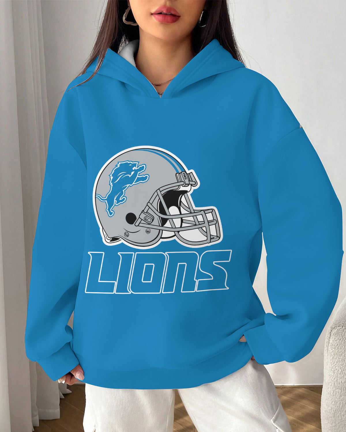 Detroit Lions Printed Hooded Pocket Pullover Hoodie AZBTPH000055